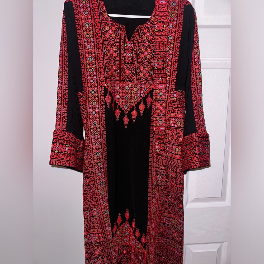 Red and black Palestinian Thobe ثوب فلسطيني 3 SIZES AVAILABLE